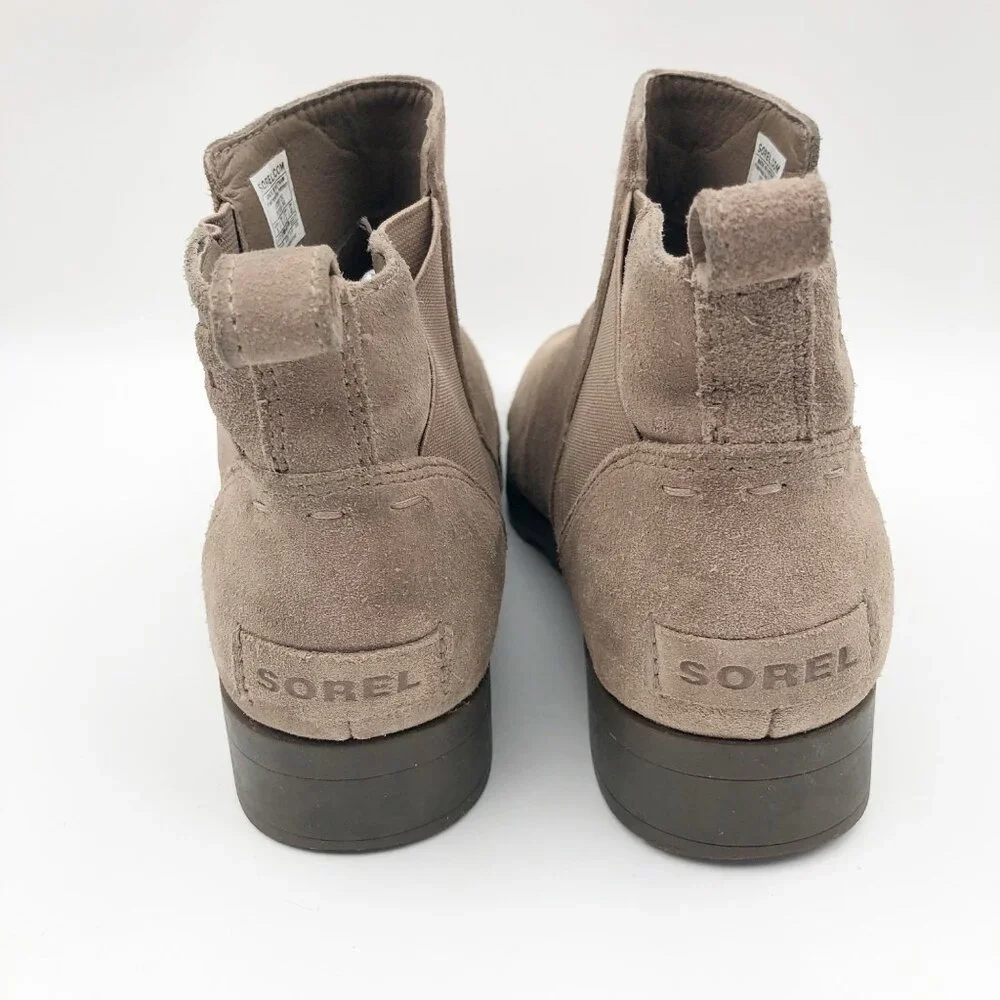 SOREL Boots Womens 6 Emelie Tan Suede Chelsea Ankle Boot Waterproof or Youth 5